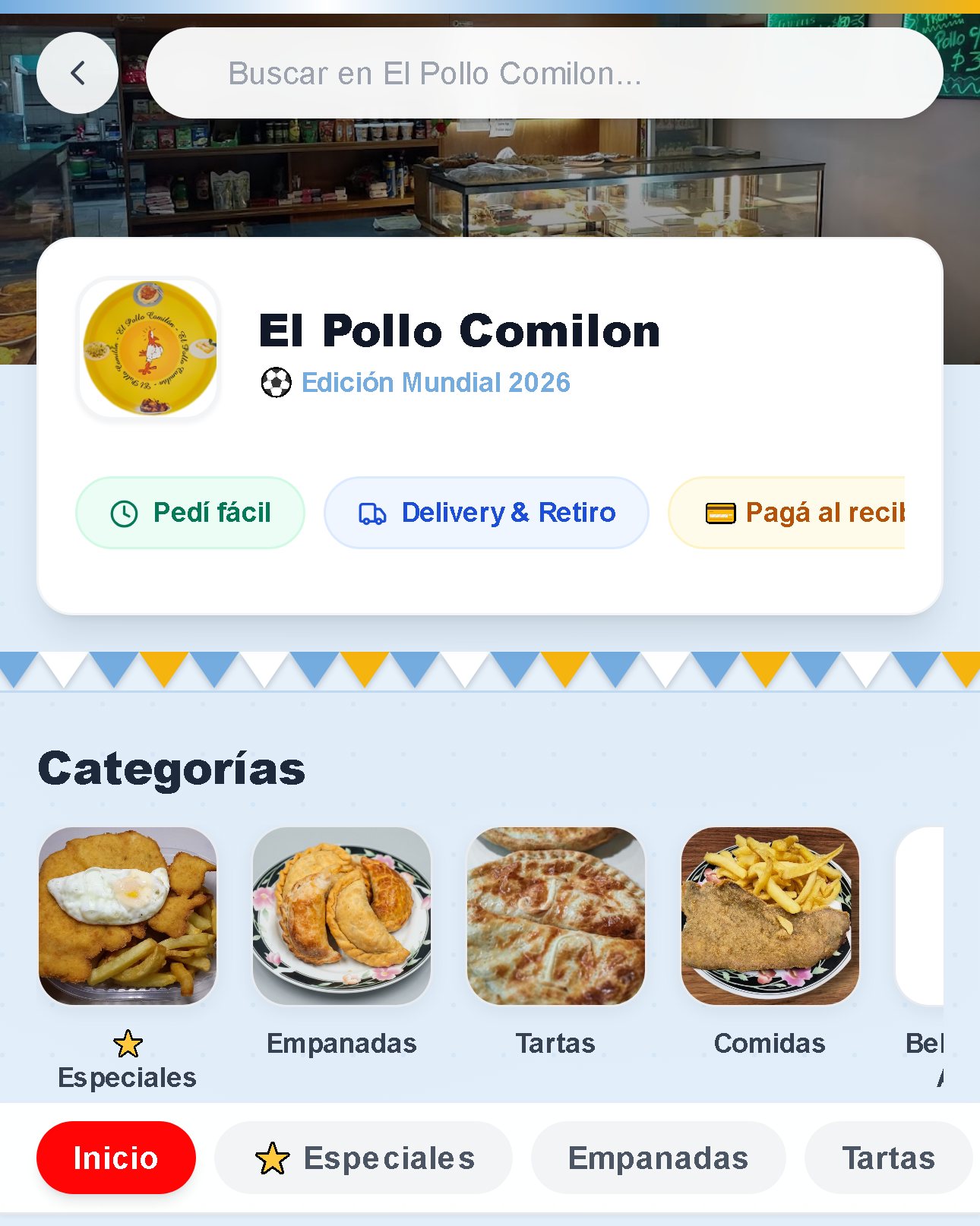 El catálogo de El Pollo Comilón abierto en un celular